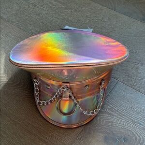 Iridescent Festival Hat with Chain Detail NWT